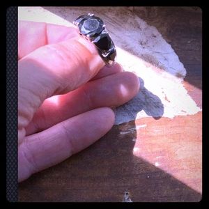 Black onyx, set in sterling silver